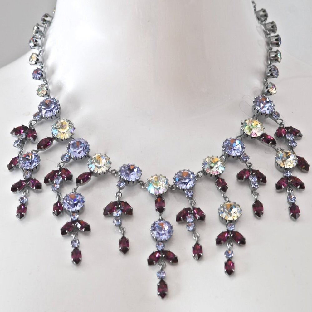 1940's Dazzling Austrian Crystal Statment Necklace - Stamped Austria